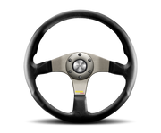 Momo Tuner Steering Wheel 350 mm - Black Leather/Red Stitch/Black Spokes