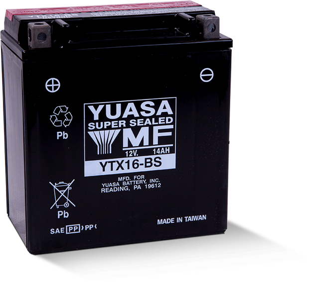 Yuasa YTX16-BS Maintenance Free AGM 12 Volt Battery (Bottle Supplied)