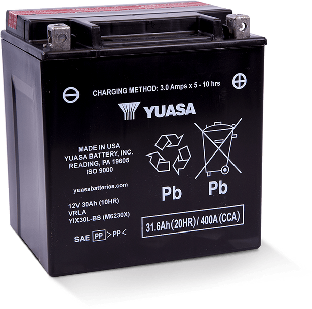 Yuasa YIX30L-BS-PW High Performance Maintenance Free AGM 12 Volt Battery (Bottle Supplied)