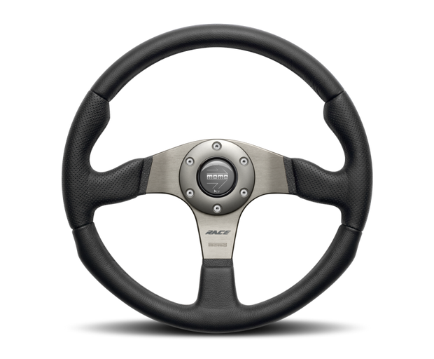 Momo Race Steering Wheel 320 mm - Black Leather/Anth Spokes