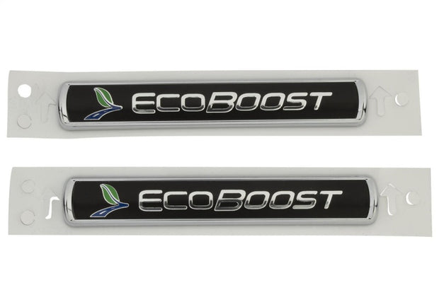 Ford Racing Black/Silver EcoBoost Emblem 3-1/2in x 9/16in - Set of 2