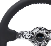 NRG Reinforced Steering Wheel (350mm / 3in. Deep) Blk Leather w/Hydrodipped Digi-Camo Spokes