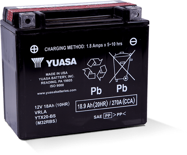 Yuasa YTX20-BS Maintenance Free AGM 12 Volt Battery (Bottle Supplied)