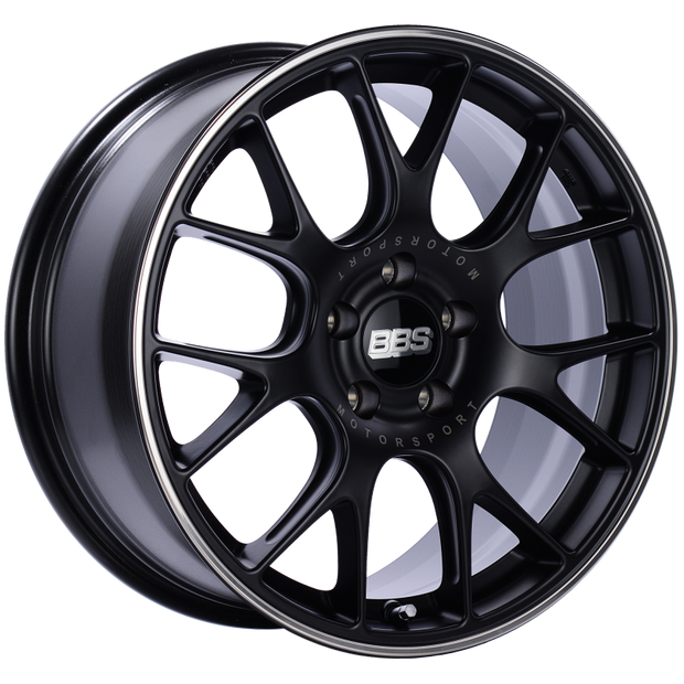 BBS CH-R 18x8.5 5x112 ET38 Satin Black Polished Rim Protector Wheel -82mm PFS/Clip Required