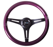 NRG Classic Wood Grain Steering Wheel (350mm) Purple Pearl/Flake Paint w/Black 3-Spoke Center