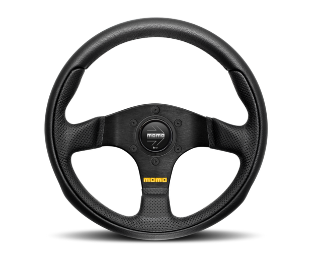 Momo Team Steering Wheel 280 mm - 4 Black Leather/Black Spokes