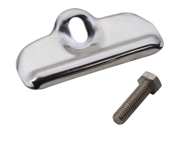 Kentrol 76-86 Jeep CJ Battery Tray Clamp - Polished Silver