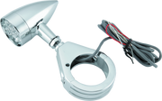 Bikers Choice Chrome Mini LED Turn Signals W/ 41 MM Clamp Universal Custom Pr